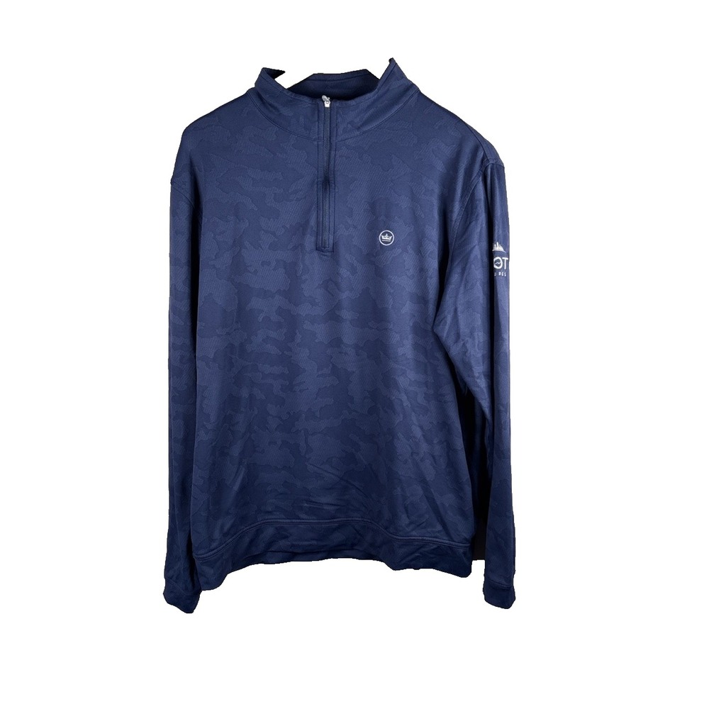 Peter Millar Jacquard Perth Pullover Mens Large Blue Camouflage Performance Golf